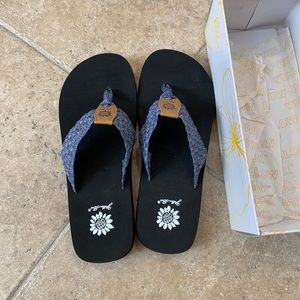 Yellow box flip flops